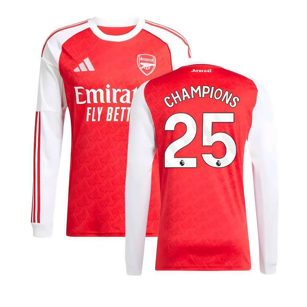 2025-2026 Arsenal Long Sleeve Home Shirt (Champions 25)