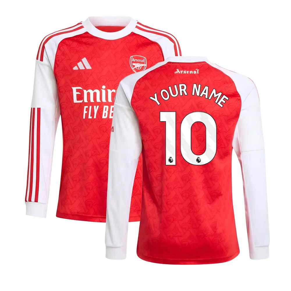 2025-2026 Arsenal Long Sleeve Home Shirt (Kids) (Your Name)