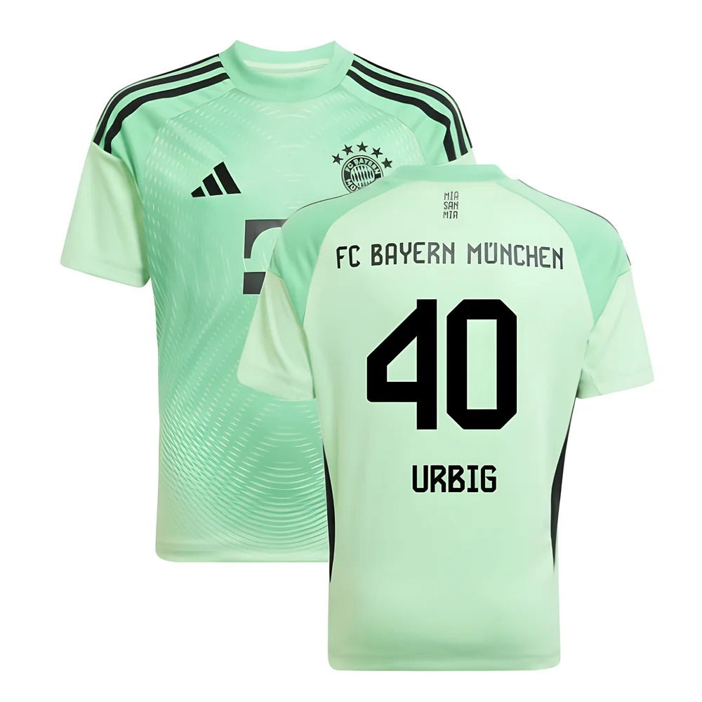 2025-2026 Bayern Munich Home Goalkeeper Shirt (Glory Mint) - Kids (Urbig 40)