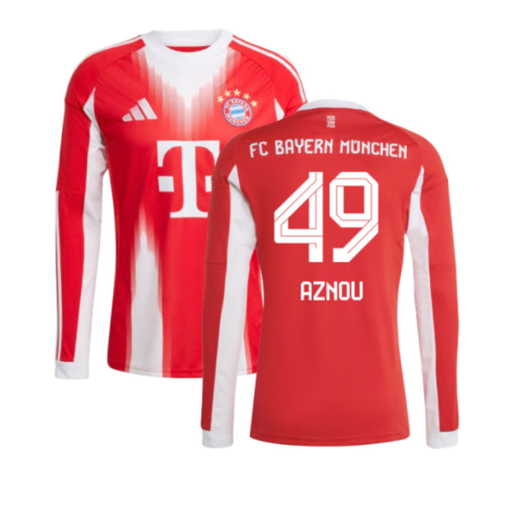 2025-2026 Bayern Munich Long Sleeve Home Shirt (Aznou 49)