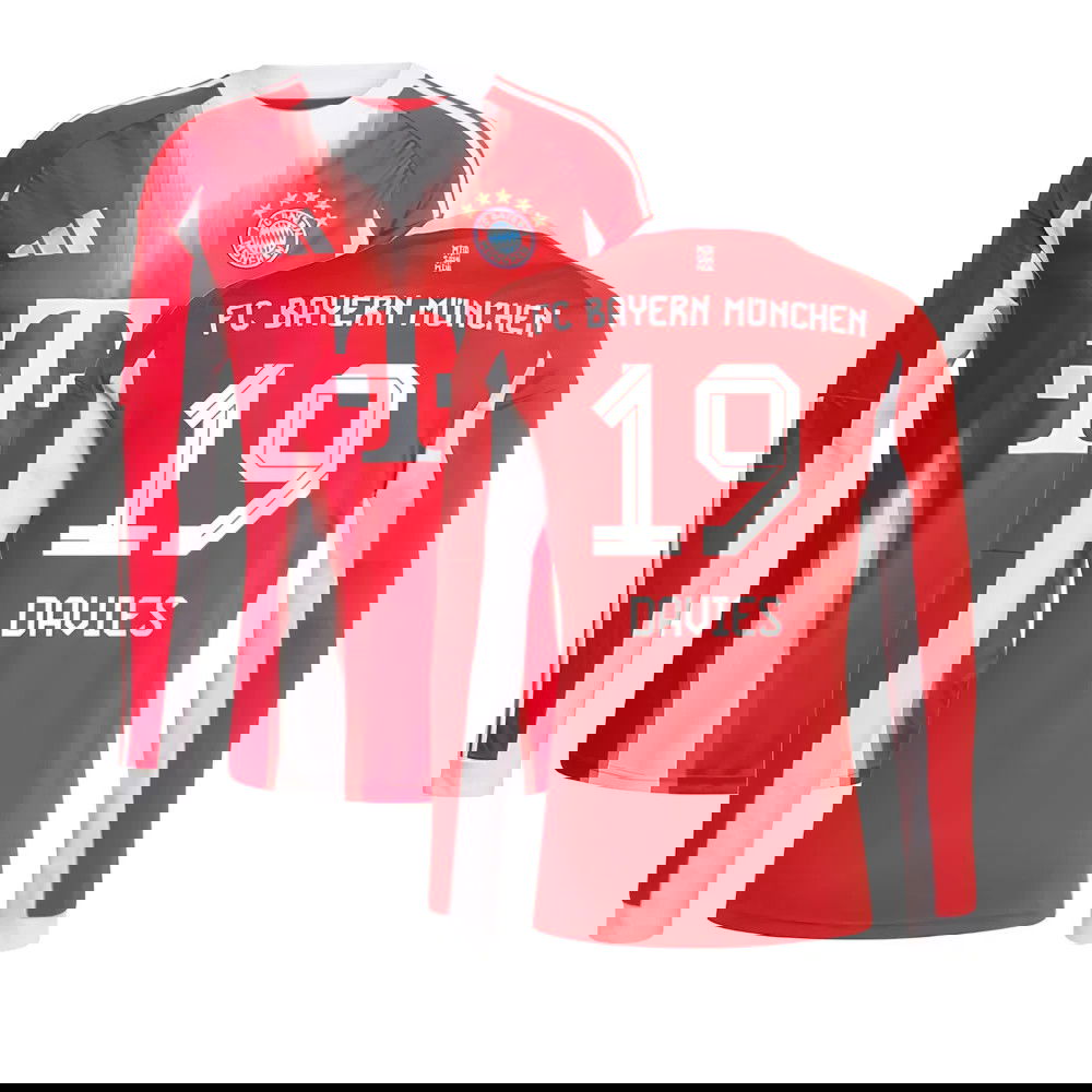 2025-2026 Bayern Munich Long Sleeve Home Shirt (Davies 19)