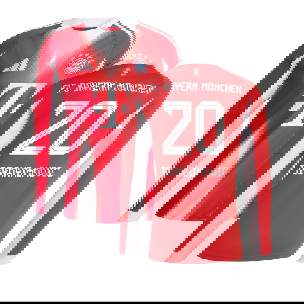 2025-2026 Bayern Munich Long Sleeve Home Shirt (Ibrahimovic 20)