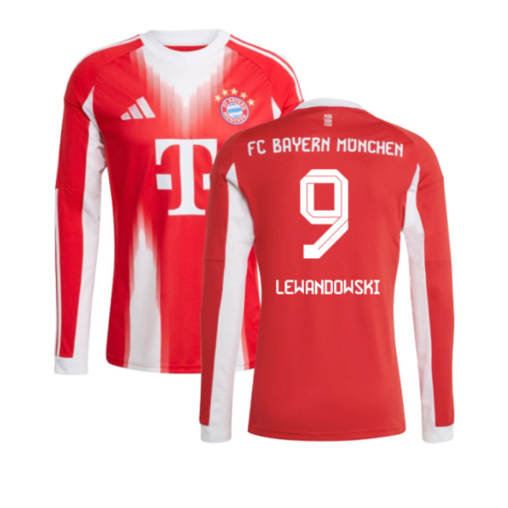 2025-2026 Bayern Munich Long Sleeve Home Shirt (Lewandowski 9)