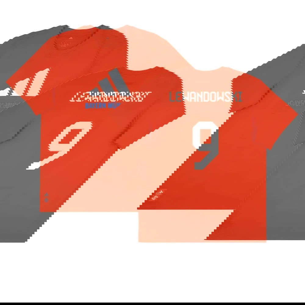 2025-2026 Bayern Munich Seasonal Graphic Tee (Red) (Lewandowski 9)