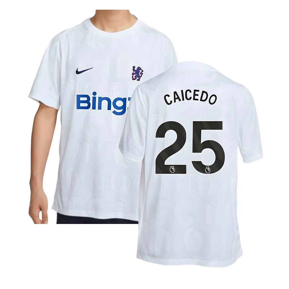 2025-2026 Chelsea Academy Pro Pre-Match Football Top (White) (Caicedo 25)