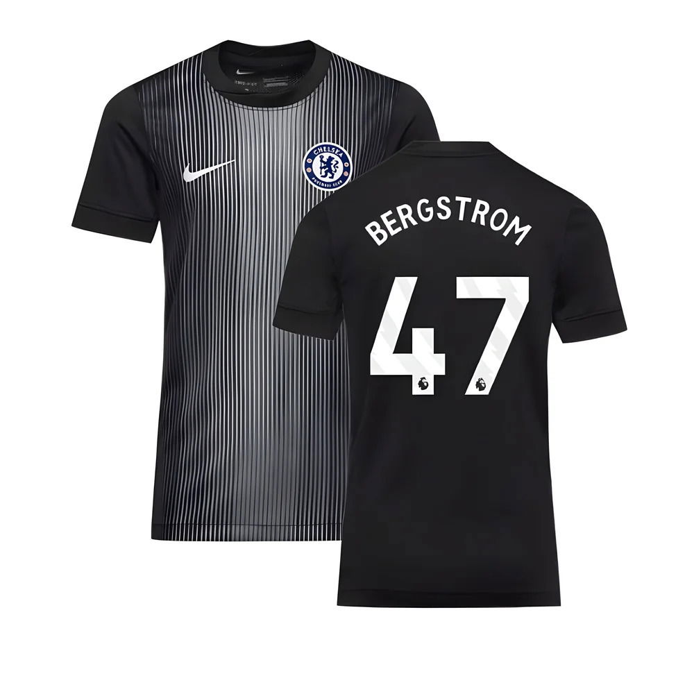 2025-2026 Chelsea Home Goalkeeper Shirt (Black) - Kids (Bergstrom 47)