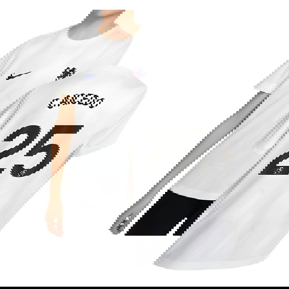 2025-2026 Chelsea Pre-Match Shirt (White) - Kids (Caicedo 25)