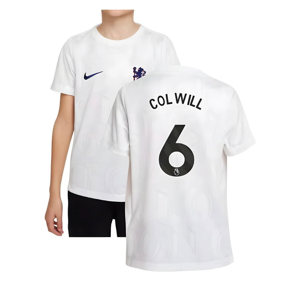 2025-2026 Chelsea Pre-Match Shirt (White) - Kids (Colwill 6)