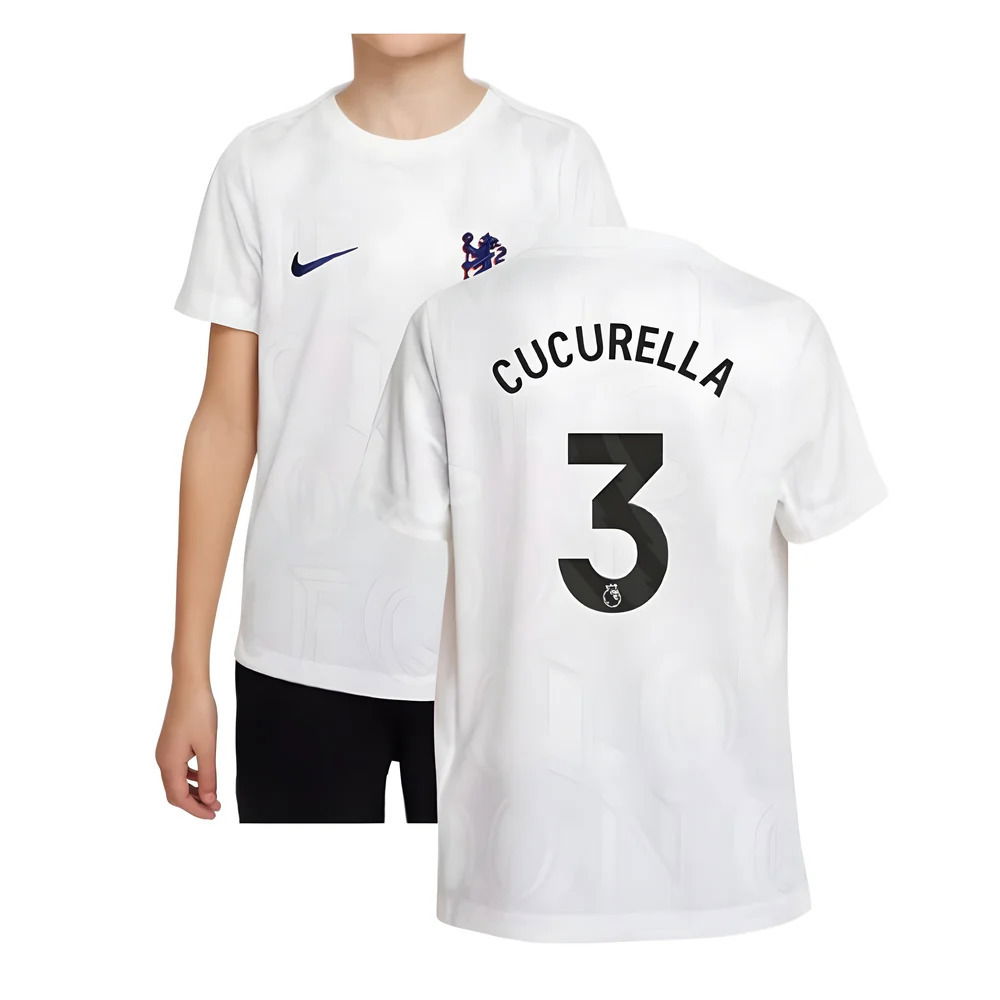 2025-2026 Chelsea Pre-Match Shirt (White) - Kids (Cucurella 3)