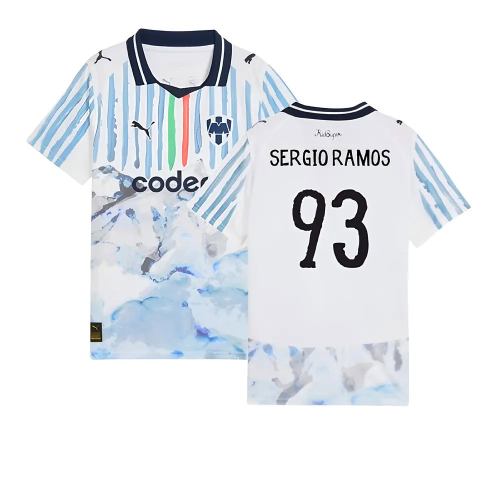 2025-2026 KIDSUPER x CF Monterrey CWC Shirt (White) - Kids (Sergio Ramos 93)