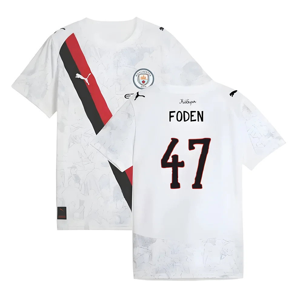 2025-2026 KIDSUPER x Manchester City CWC Away Shirt (White) - Kids (Foden 47)