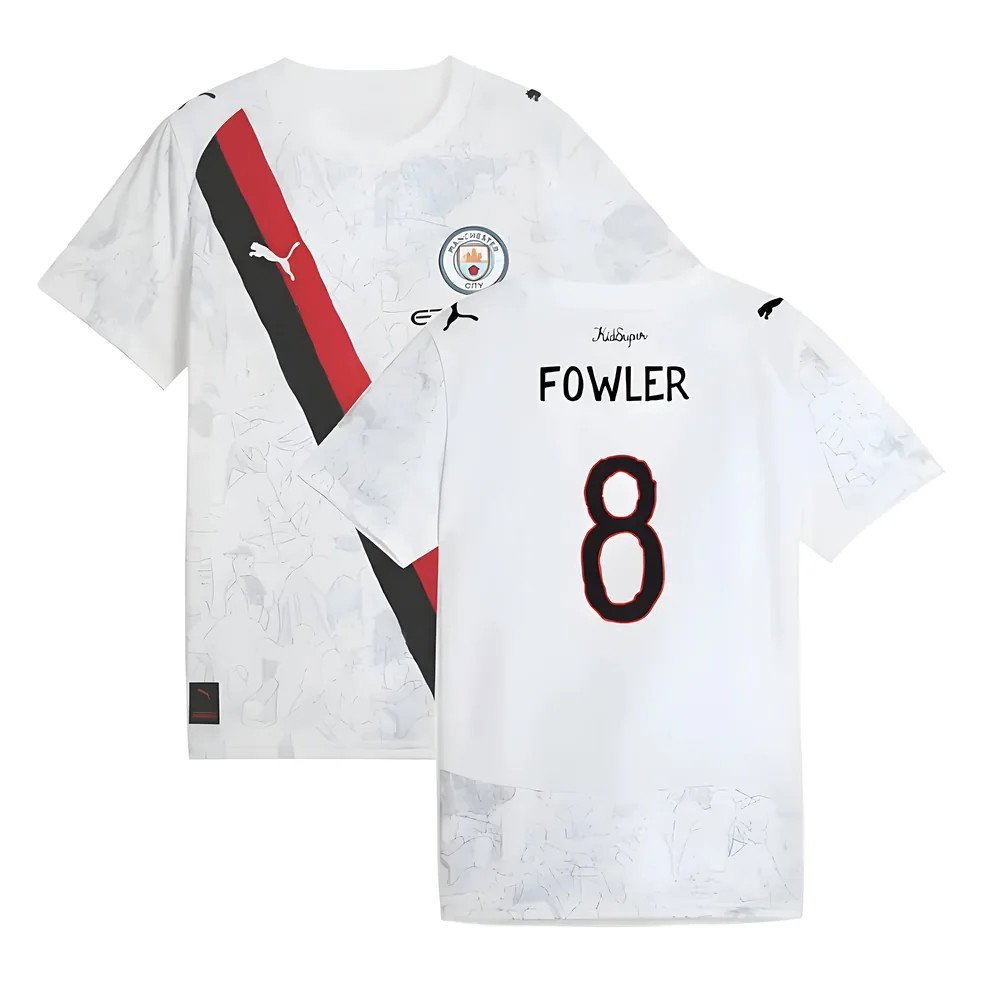 2025-2026 KIDSUPER x Manchester City CWC Away Shirt (White) - Kids (Fowler 8)
