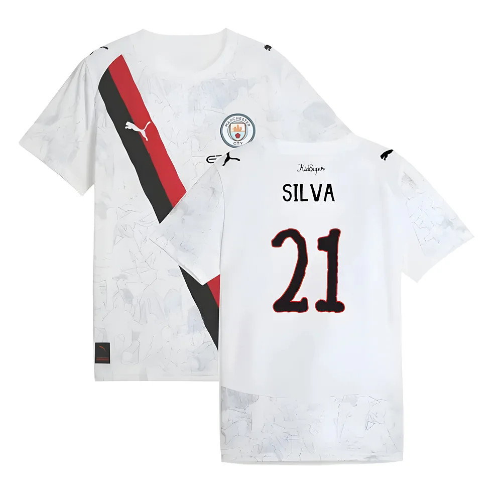2025-2026 KIDSUPER x Manchester City CWC Away Shirt (White) - Kids (Silva 21)