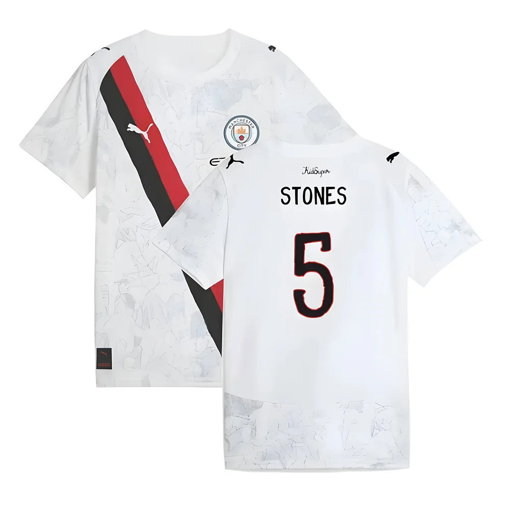 2025-2026 KIDSUPER x Manchester City CWC Away Shirt (White) - Kids (Stones 5)