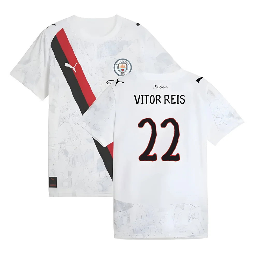 2025-2026 KIDSUPER x Manchester City CWC Away Shirt (White) - Kids (Vitor Reis 22)