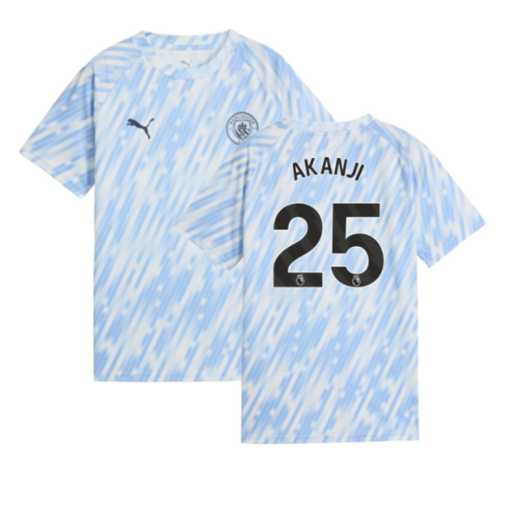 2025-2026 Man City Warm Up Jersey (Silver Sky) - Kids (Akanji 25)