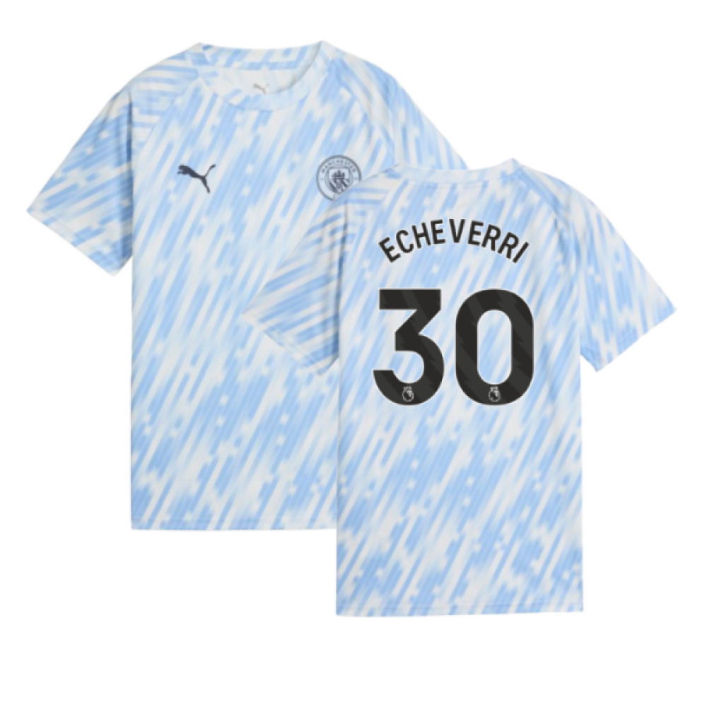 2025-2026 Man City Warm Up Jersey (Silver Sky) - Kids (Echeverri 30)