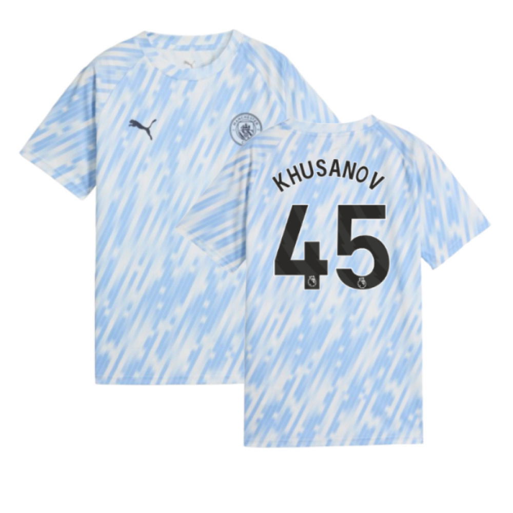 2025-2026 Man City Warm Up Jersey (Silver Sky) - Kids (Khusanov 45)