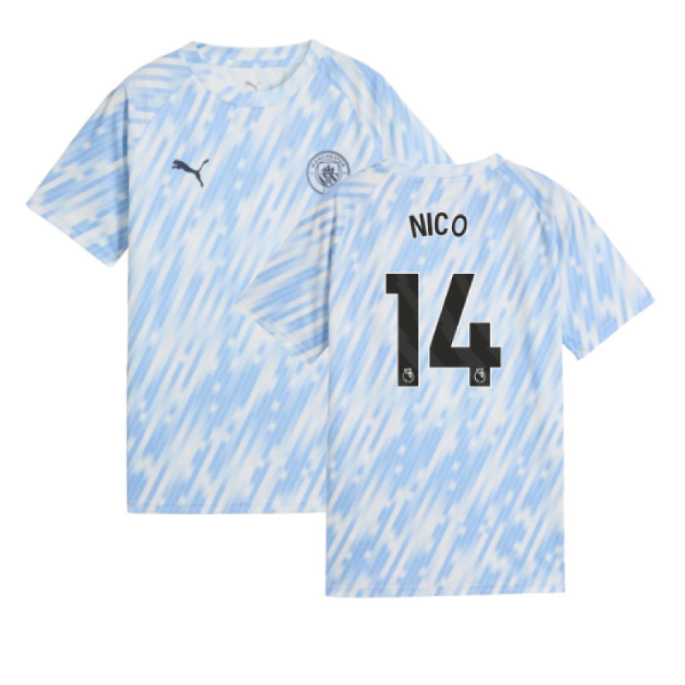2025-2026 Man City Warm Up Jersey (Silver Sky) - Kids (Nico 14)
