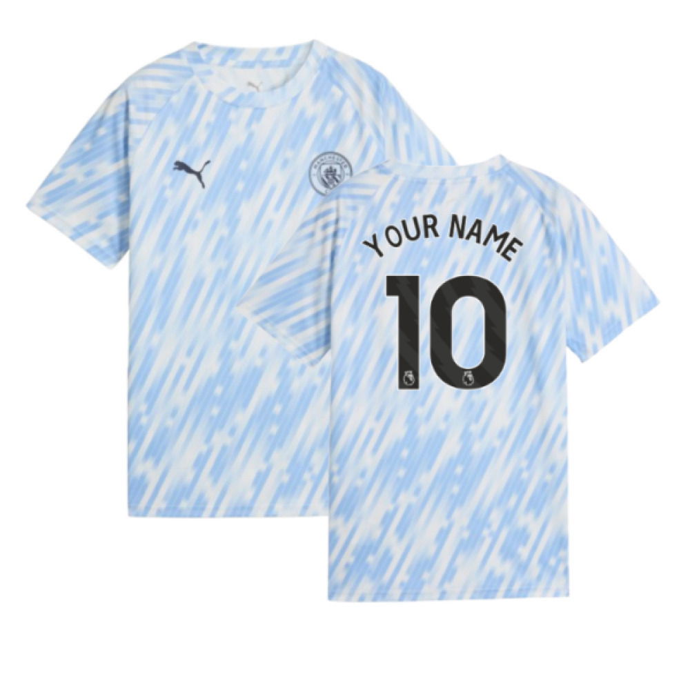 2025-2026 Man City Warm Up Jersey (Silver Sky) - Kids (Your Name)