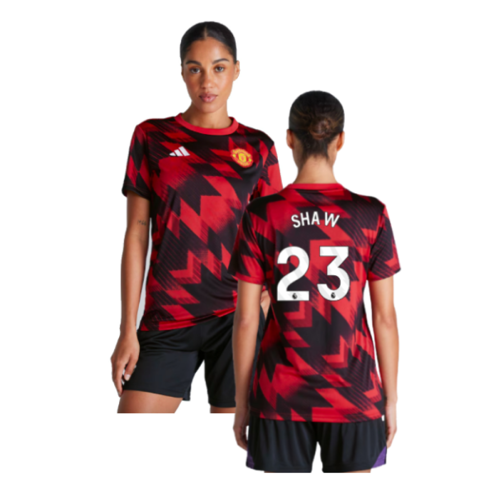 2025-2026 Man Utd Pre-Match Shirt (Red) - Womens (Shaw 23)