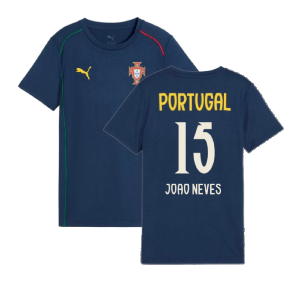 2025-2026 Portugal Casuals Tee (Persian Blue) - Kids (Joao Neves 15)