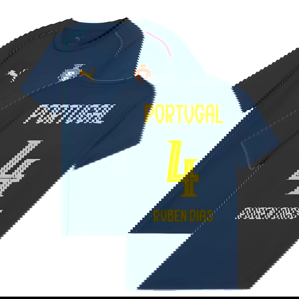 2025-2026 Portugal Casuals Tee (Persian Blue) - Kids (Ruben Dias 4)