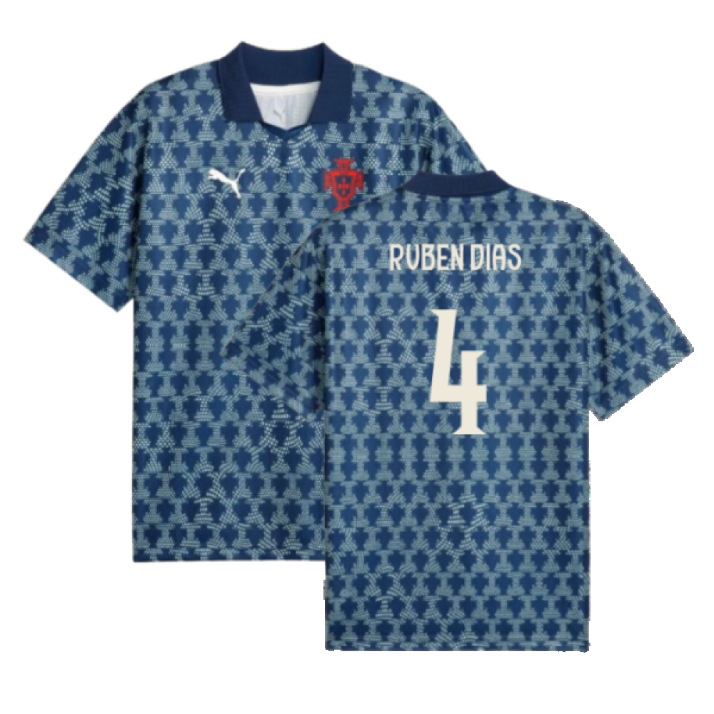 2025-2026 Portugal ftblNRGY+ Retro Jersey (Persian Blue) (Ruben Dias 4)