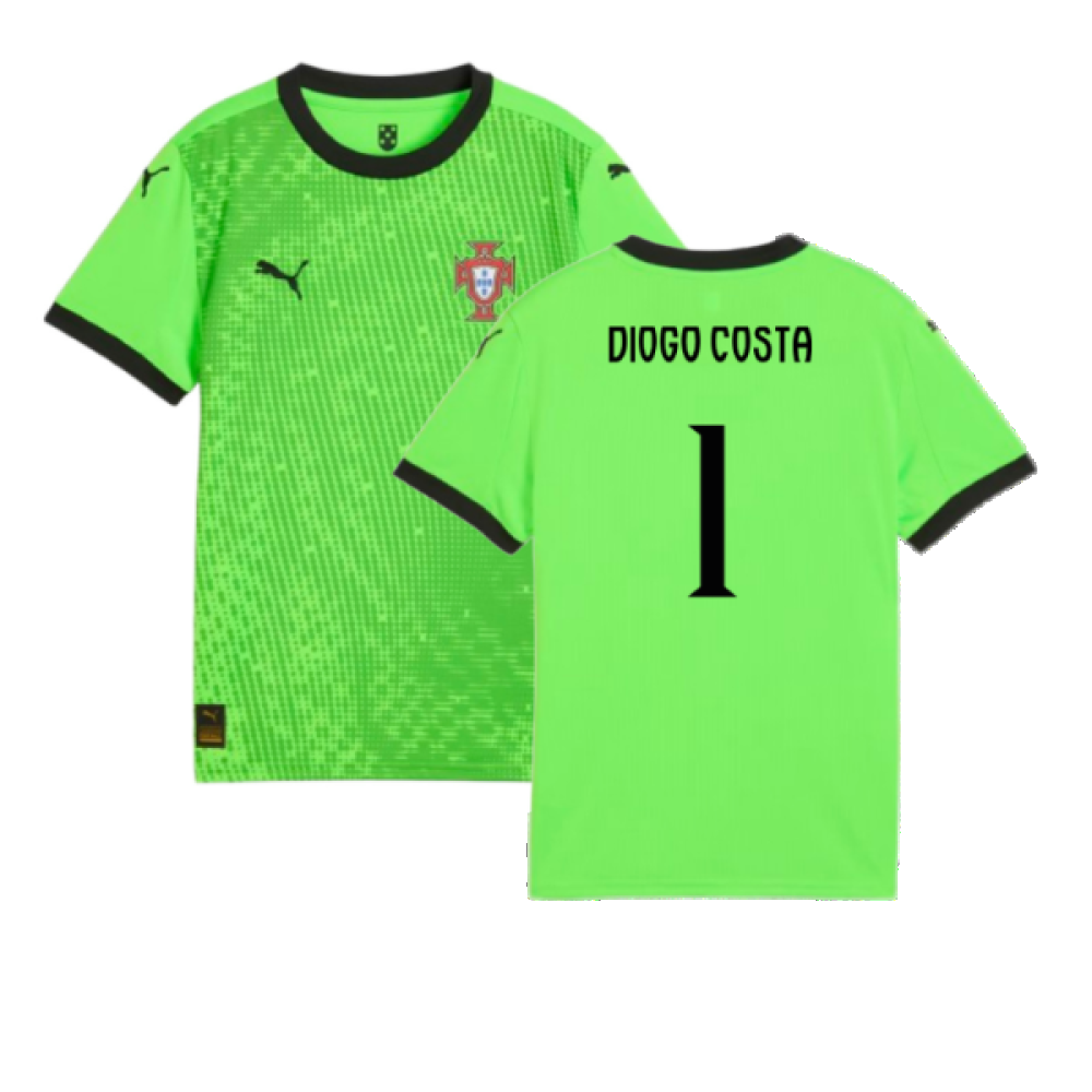 2025-2026 Portugal Home Goalkeeper Shirt (Green) - Kids (Diogo Costa 1)