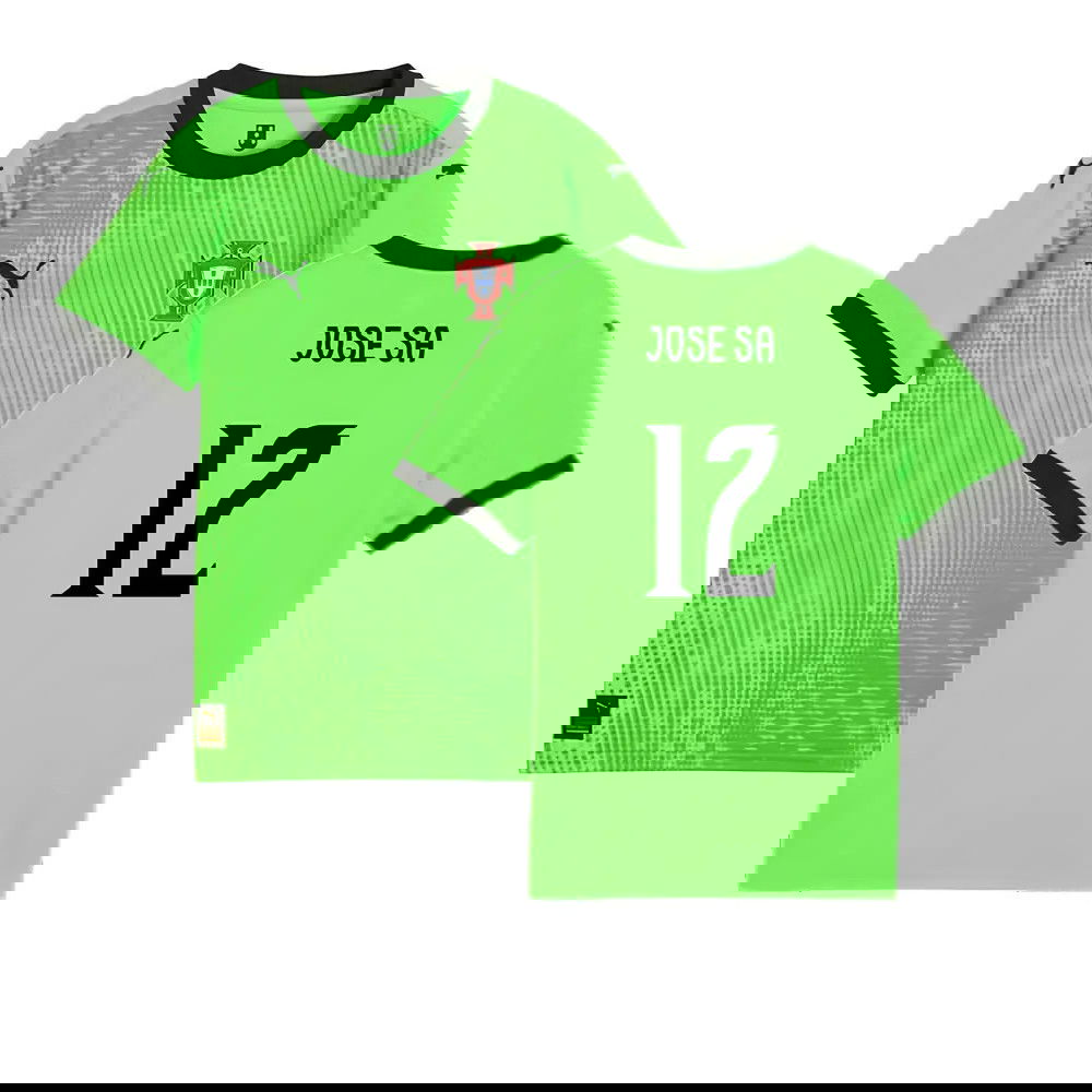 2025-2026 Portugal Home Goalkeeper Shirt (Green) - Kids (Jose Sa 12)