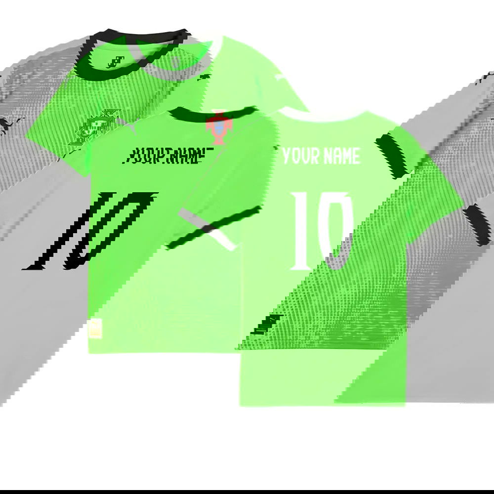 2025-2026 Portugal Home Goalkeeper Shirt (Green) - Kids (Your Name)