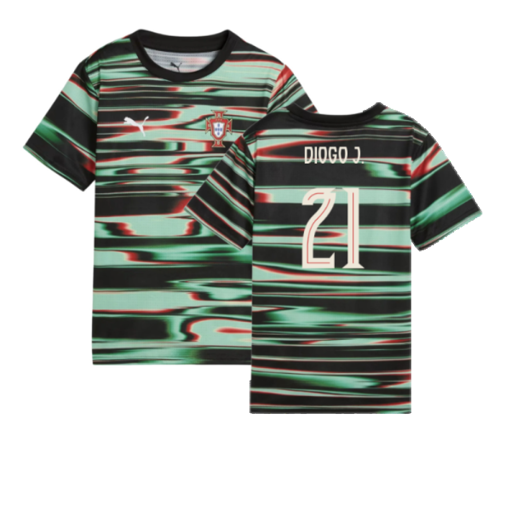 2025-2026 Portugal Prematch SS Jersey (Black) - Kids (Diogo J. 21)