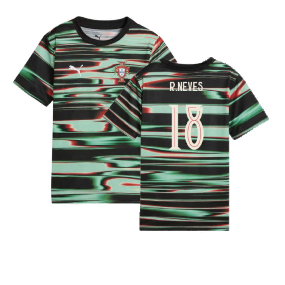 2025-2026 Portugal Prematch SS Jersey (Black) - Kids (R.Neves 18)