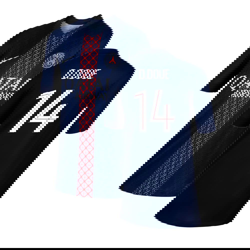 2025-2026 PSG Paris Saint Germain Home Shirt (Kids) (D.Doue 14)