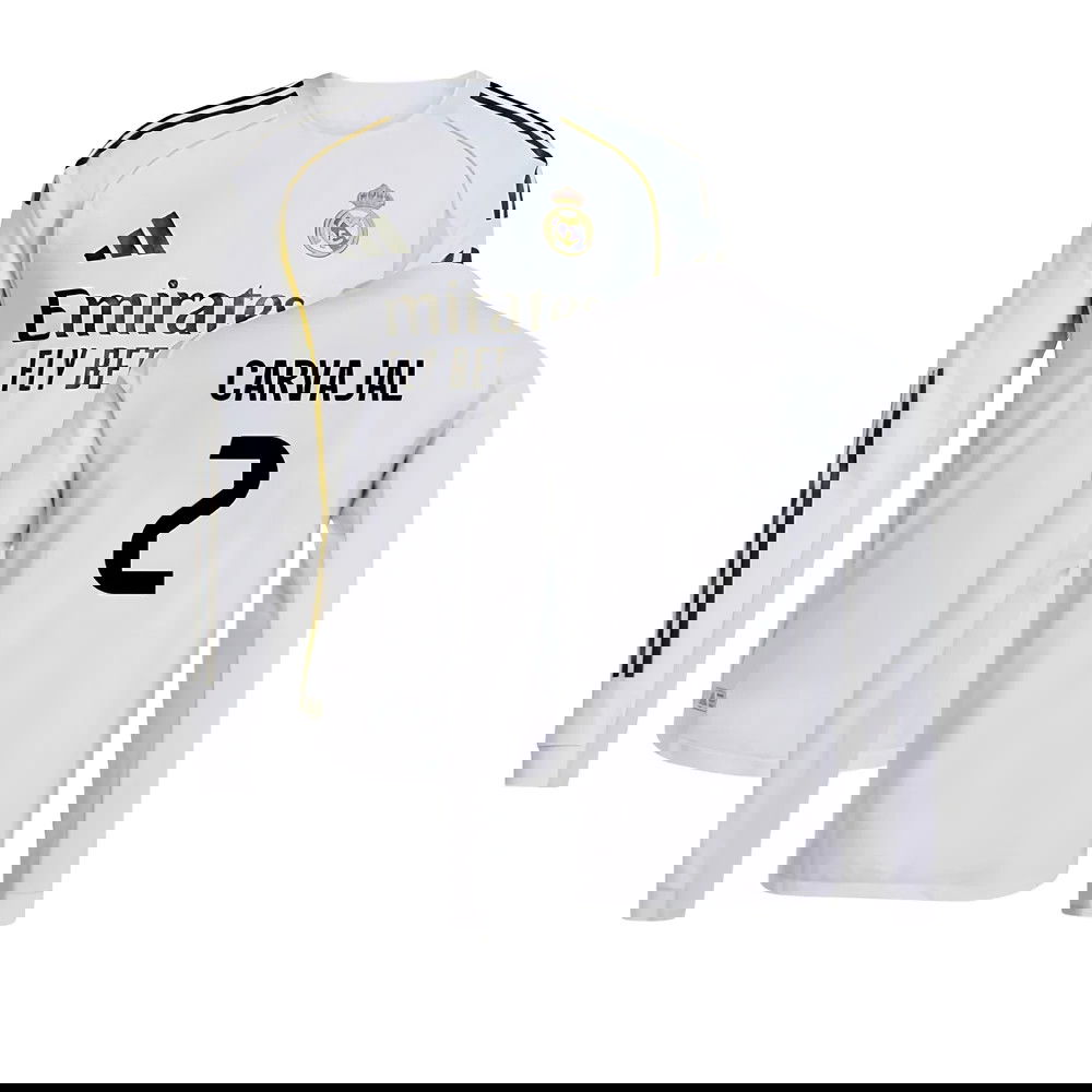 2025-2026 Real Madrid Authentic Long Sleeve Home Shirt (Carvajal 2)