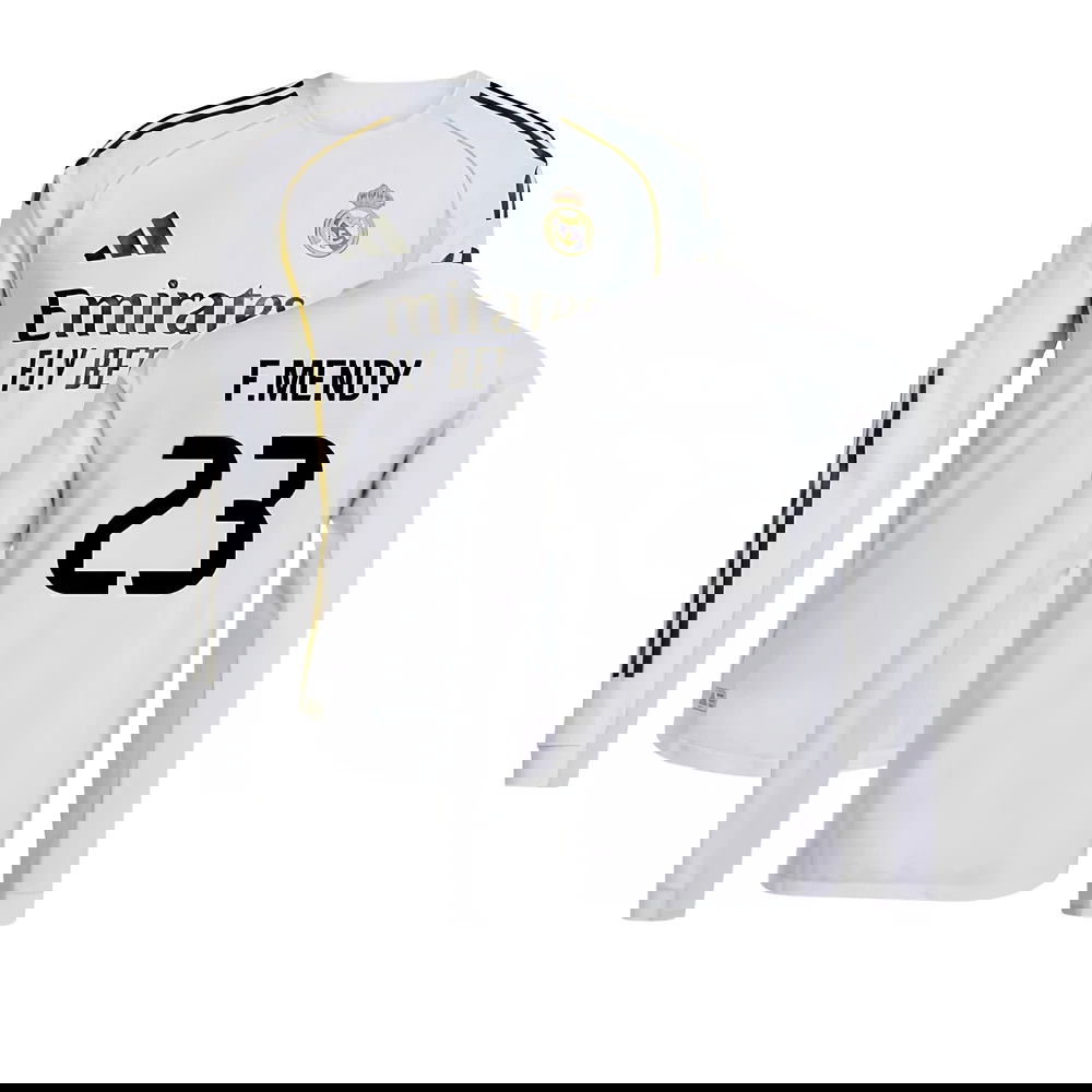 2025-2026 Real Madrid Authentic Long Sleeve Home Shirt (F.Mendy 23)