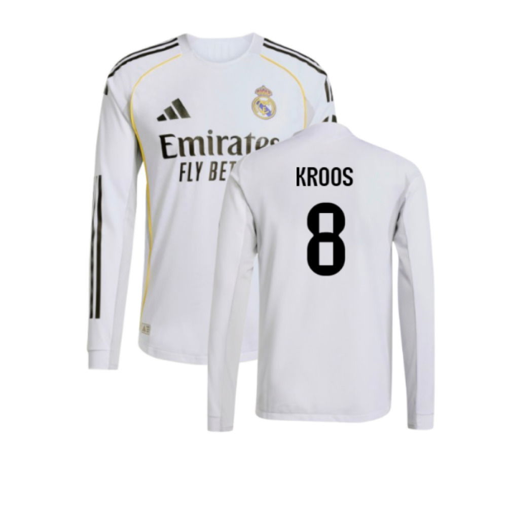 2025-2026 Real Madrid Authentic Long Sleeve Home Shirt (Kroos 8)