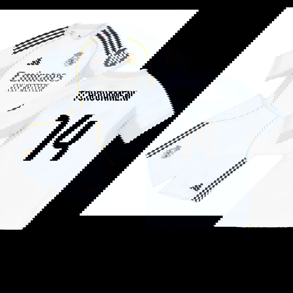 2025-2026 Real Madrid Home Youth Kit (Tchouameni 14)