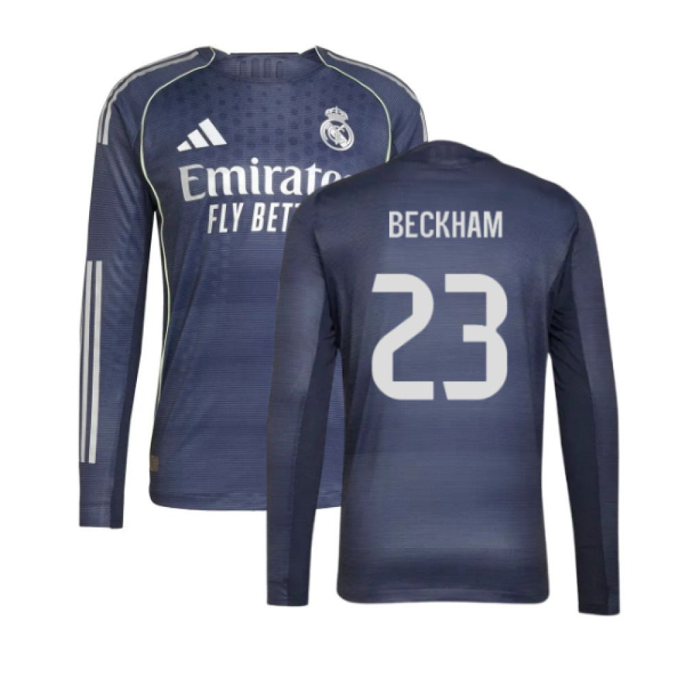 2025-2026 Real Madrid Long Sleeve Away Shirt (Beckham 23)