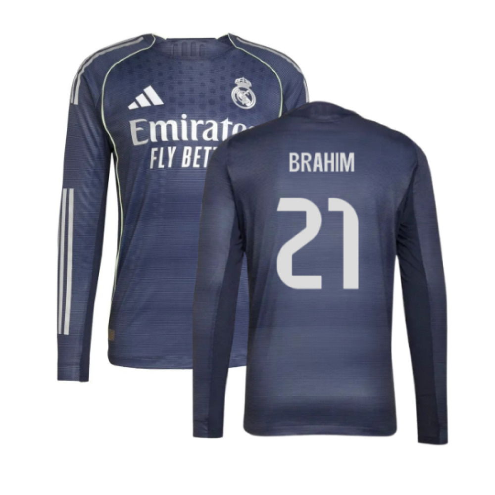 2025-2026 Real Madrid Long Sleeve Away Shirt (Brahim 21)