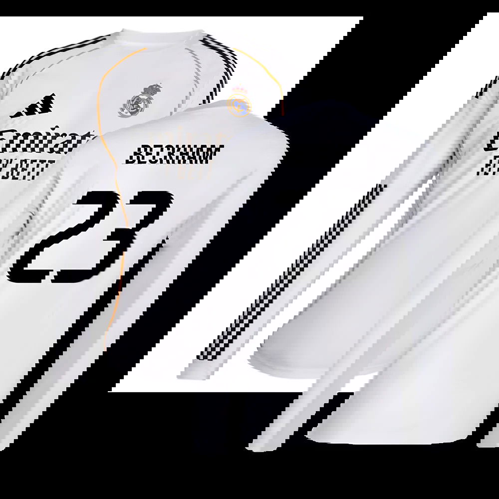2025-2026 Real Madrid Long Sleeve Home Shirt (Beckham 23)