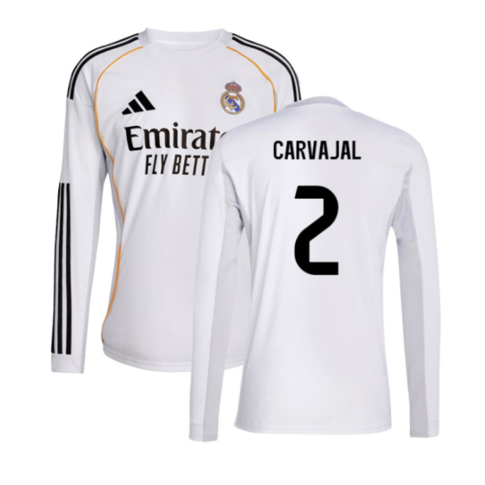 2025-2026 Real Madrid Long Sleeve Home Shirt (Carvajal 2)