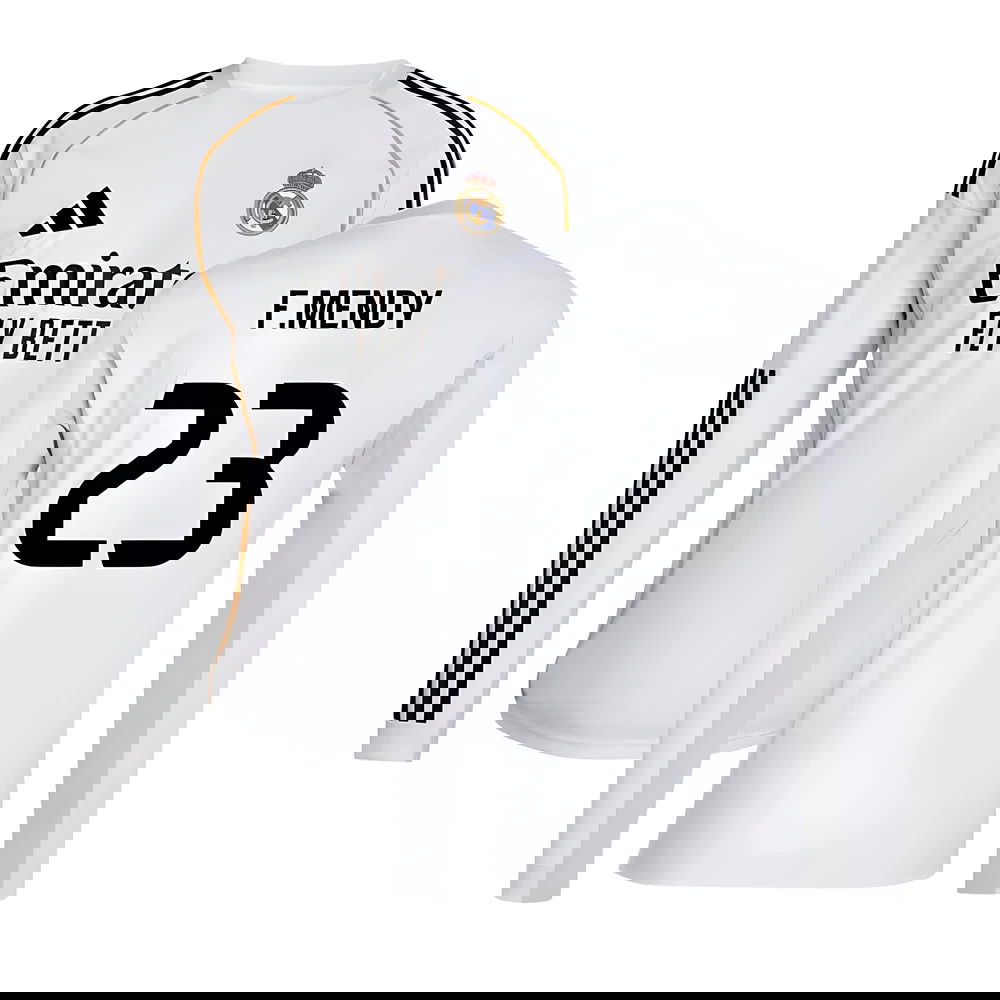 2025-2026 Real Madrid Long Sleeve Home Shirt (F.Mendy 23)