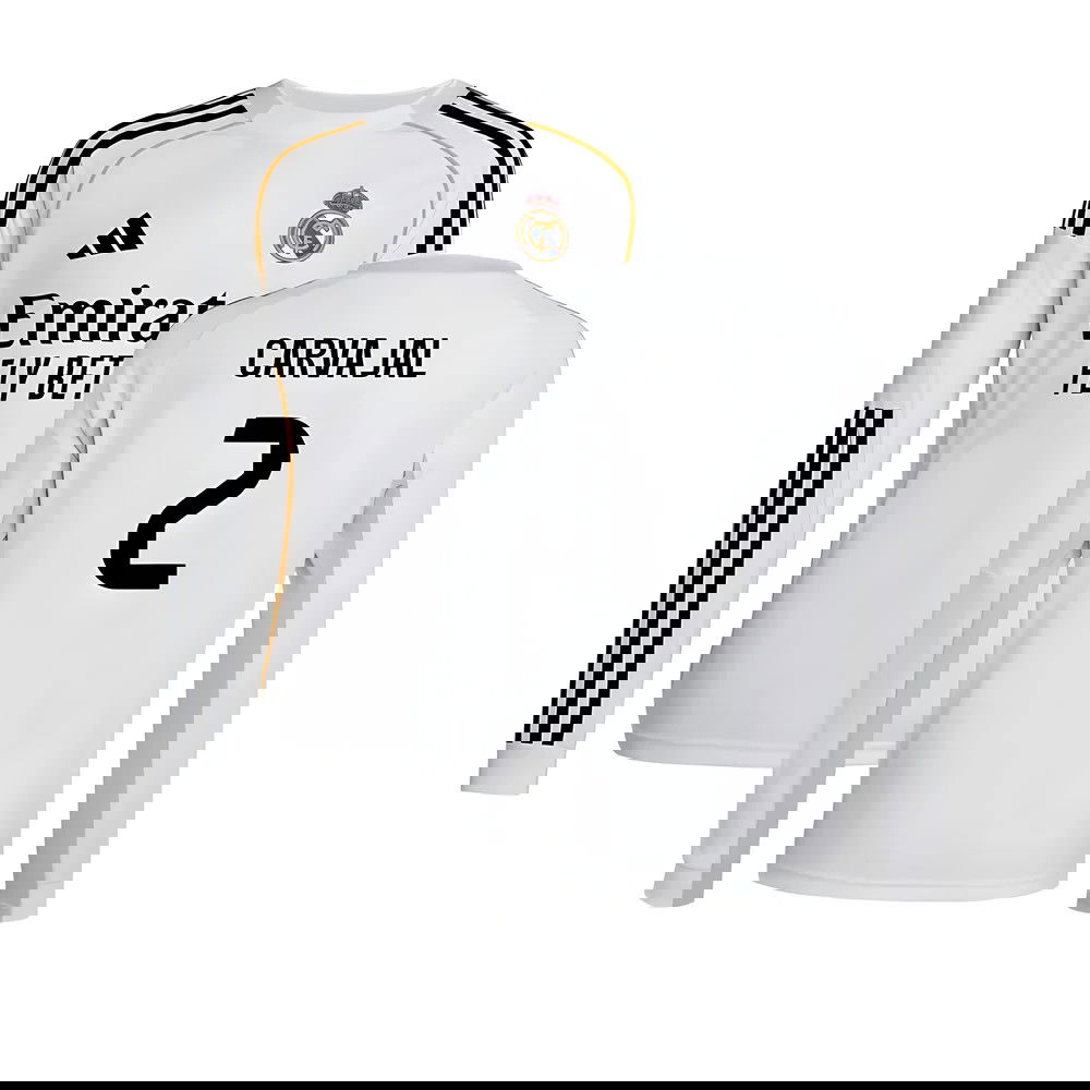 2025-2026 Real Madrid Long Sleeve Home Shirt (Kids) (Carvajal 2)