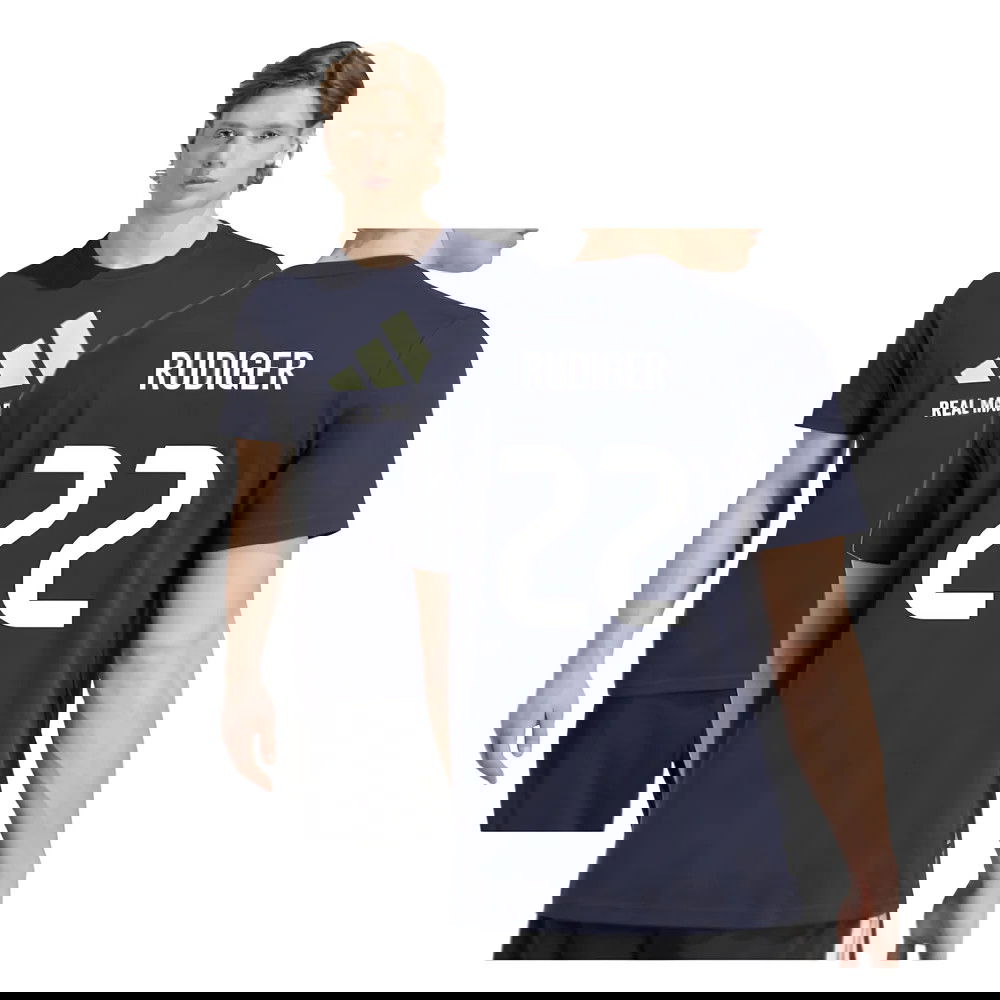 2025-2026 Real Madrid Seasonal Graphic Tee (Legend Ink) (Rudiger 22)