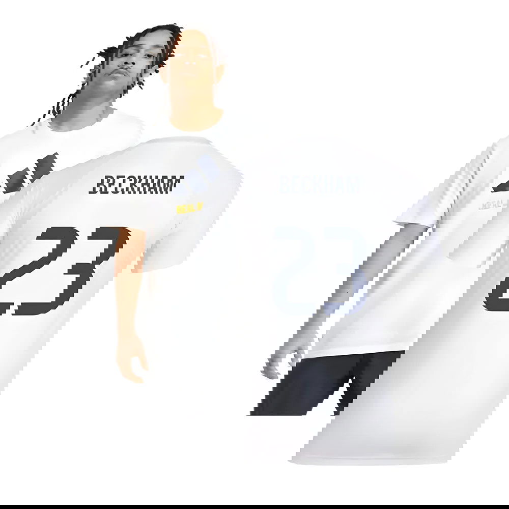 2025-2026 Real Madrid Seasonal Graphic Tee (White) (Beckham 23)