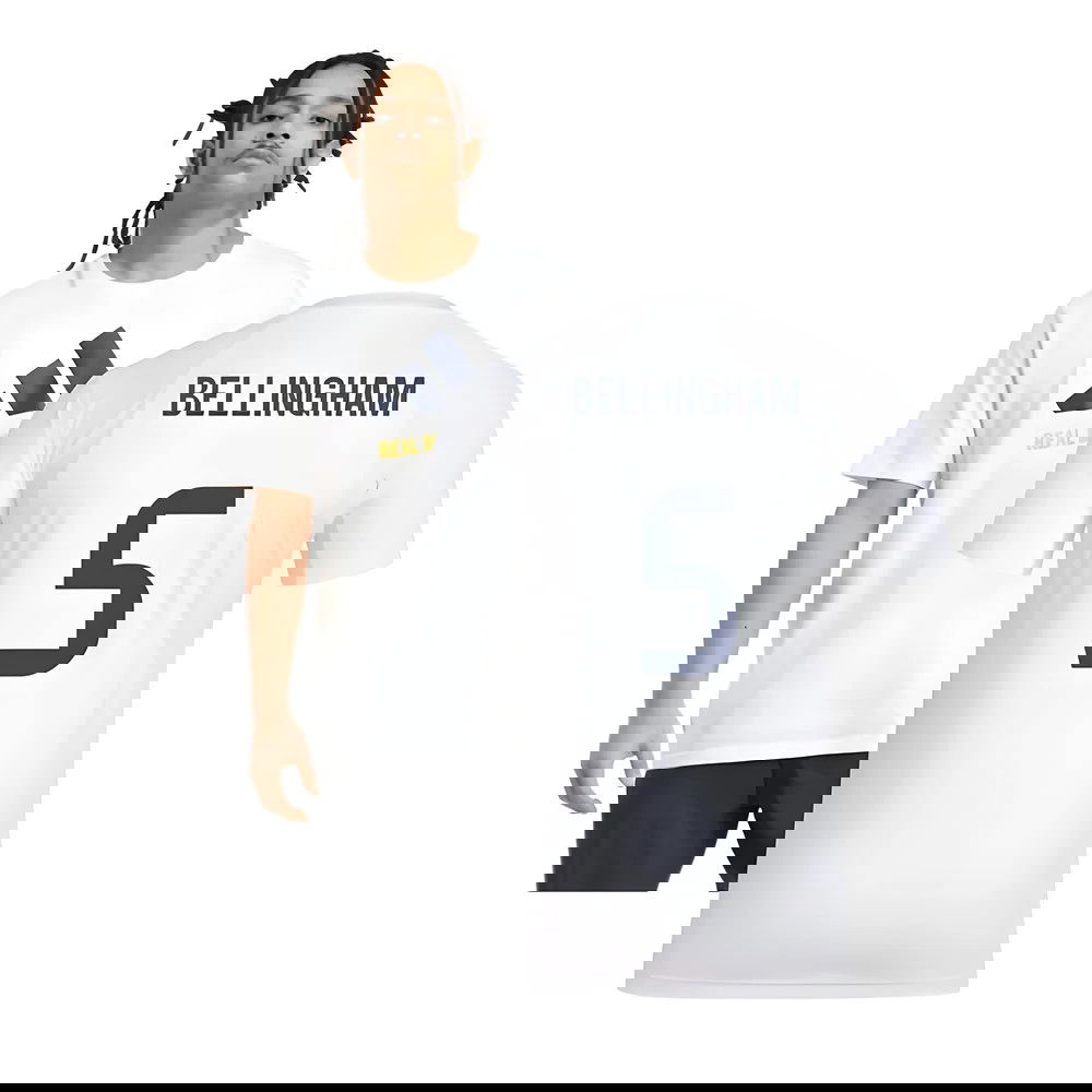 2025-2026 Real Madrid Seasonal Graphic Tee (White) (Bellingham 5)