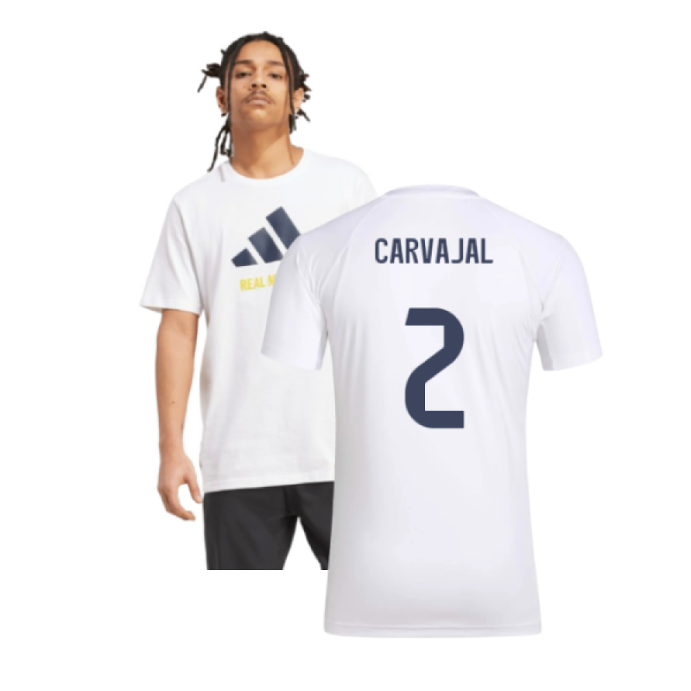 2025-2026 Real Madrid Seasonal Graphic Tee (White) (Carvajal 2)