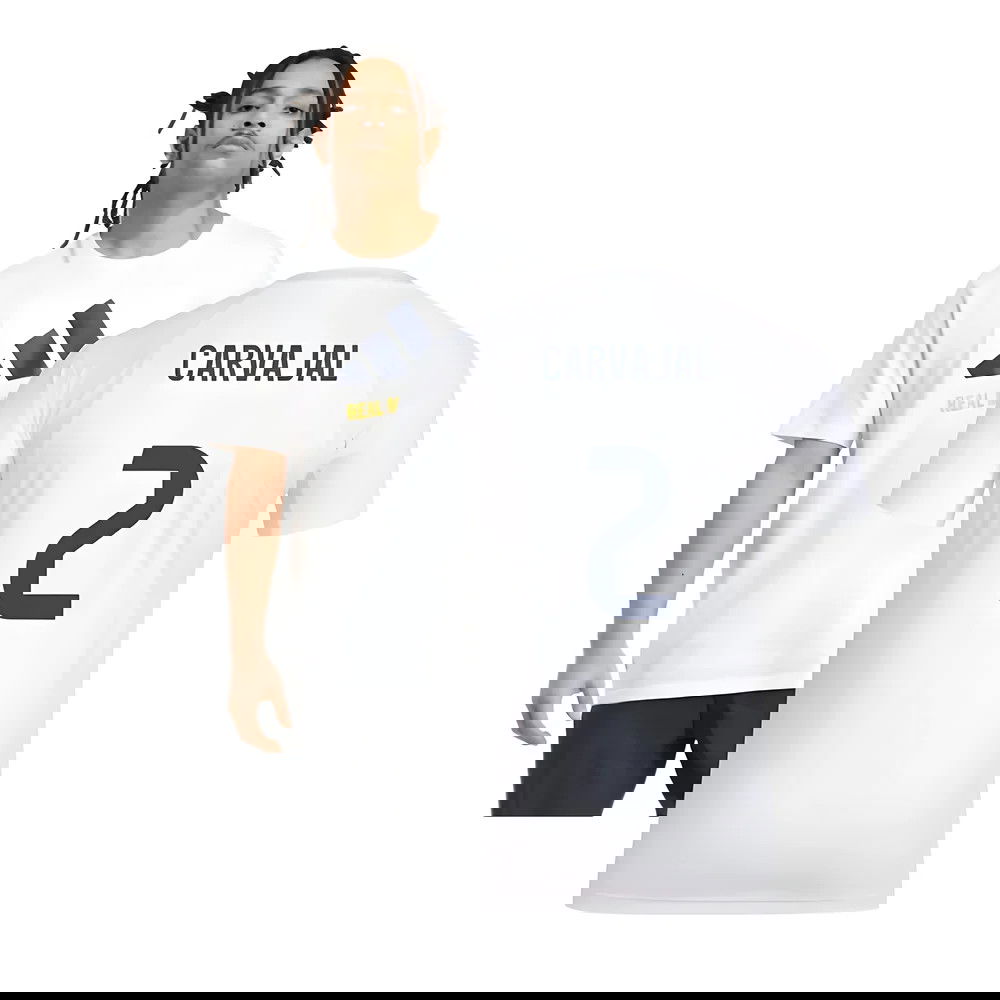 2025-2026 Real Madrid Seasonal Graphic Tee (White) (Carvajal 2)