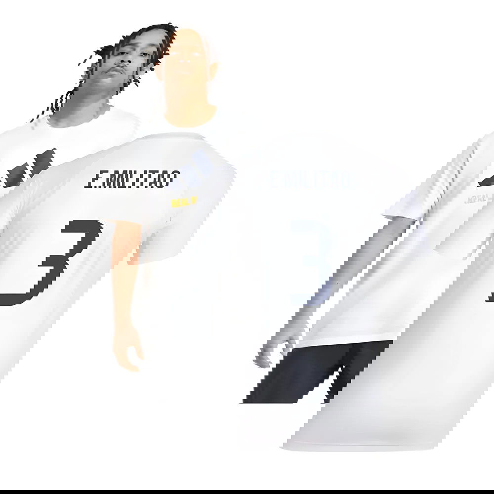 2025-2026 Real Madrid Seasonal Graphic Tee (White) (E.Militao 3)